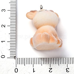 プラチナ鉄ループ付きフロッキーアニマ樹脂ペンダント  鹿  28x20x19.5mm  穴：2.5mm&nbsp;FIND-S001-13F