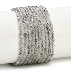 天然石クラウディクォーツビーズ連売り  ラウンド  多面カット  2~2.5mm  穴：0.6mm  約185個/連  15.35''（39センチメートル）&nbsp;GG-CBA3921-A06-2mm