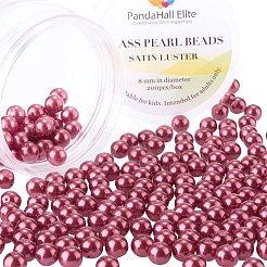 パール調ガラスパールラウンドビーズ  染め  暗赤色  8mm  穴：0.7~1.1mm  約200個/箱&nbsp;HY-PH0001-8mm-038