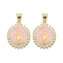 Brass Micro Pave Clear Cubic Zirconia Pendants&nbsp;KK-N227-96