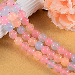 DIY染めブレスレット作りキット  8mm染めの白い天然翡翠丸ビーズを含む  伸縮性のある糸  カラフル  8mm  穴：1mm&nbsp;DIY-SZ0003-45F