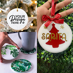12Pcs Porcelain Heat Transfer Sublimation Blank Pendant Decorations&nbsp;AJEW-SP0002-19C