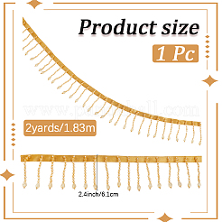 2 Yards Polyester Lace Ribbon with Plastic Beaded Tassel for Sewing Decoration&nbsp;OCOR-WH20007-21