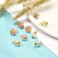クラックガラスペンダント  真鍮パーツ  ゴールドカラー  ロンデル  ミックスカラー  12x8mm  穴：3.5mm&nbsp;PALLOY-JF00900