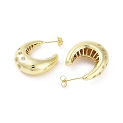 Rack Plating Brass Micro Pave Cubic Zirconia Studs Earrings&nbsp;EJEW-B047-05G-08