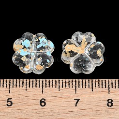 スプレー塗装透明アクリルビーズ  4葉のクローバー  シアン  12.5x12.5x6.5mm  穴：1.6mm  約833個/500g&nbsp;AC-CBAE09B-09