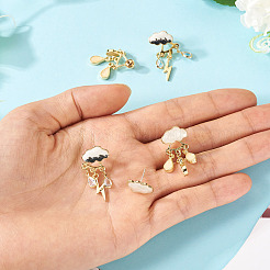 2 Pairs 2 Styles Cloud & Teardrop Alloy Enamel Stud Earrings for Women&nbsp;EJEW-TA0001-50