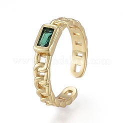 Brass Micro Pave Cubic Zirconia Cuff Rings&nbsp;RJEW-K232-14G-M