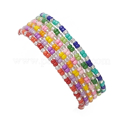 女性用ガラスシードビーズストレッチブレスレット6個  ラウンド  ミックスカラー  ビーズ：2~3.5x3mm  内径：2.13インチ（5.4cm）&nbsp;BJEW-MZ00277