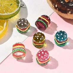 6本6色樹脂カボション  エナメル  ハンバーガー  ミックスカラー  16x16x18.5mm  1pc /カラー&nbsp;RESI-CJ0004-27