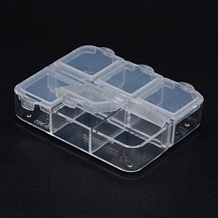 ポリプロピレンプラスチックビーズ容器  フリップトップビーズ収納  6のコンパートメント  長方形  透明  65x55x16mm&nbsp;X-CON-N008-001