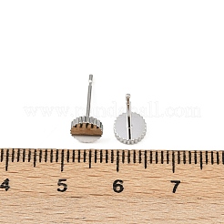 女性のための真鍮のスタッドピアス  花  プラチナメッキ  6mm&nbsp;EJEW-G441-03P
