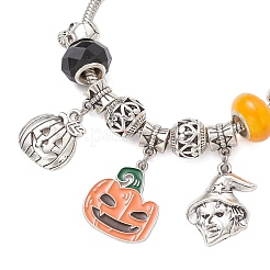 ハロウィン合金エナメルチャームブレスレット  女性用真鍮製ヨーロピアンスタイルブレスレット  混合図形  6-3/4インチ（17.2cm）&nbsp;BJEW-JB12008