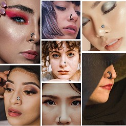 21 スタイル クリア キュービックジルコニア フラワー & フラット ラウンド & ハート ノーズ スタッド & リング セット 21 個  304ステンレススチールのノーズフープとフィッシュテールとL字型ノーズリング  女性のためのピアスジュエリー  電気泳動黒  9~9.5x5.5~9.5mm  ピン：0.8mm  1個/スタイル&nbsp;JX527D
