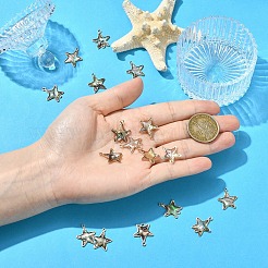10Pcs 2 Styles Star Brass & Natural Black Lip Shell Connector Charms & Pendants Findings Kits&nbsp;KK-YW0003-78