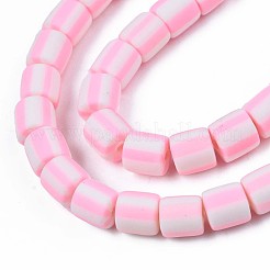手作り樹脂粘土ビーズ連売り  コラム  ピンク  6x6mm  穴：1.5mm  約63個/連  15.55インチ〜15.94インチ（39.5~40.5cm）&nbsp;X-CLAY-T020-12H