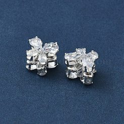 真鍮製マイクロパヴェキュービックジルコニアビーズ  カドミウムフリー＆鉛フリー  蝶  透明  9x11.5x9.5mm  穴：1.2mm&nbsp;KK-S336-13S-A