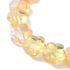 電気メッキガラスビーズセット  半分メッキ  多面カット  スモモの花  ゴールド  10x10x5mm  穴：1mm  約70個/連  25.83''（65.6センチメートル）&nbsp;EGLA-B006-04A-HP01