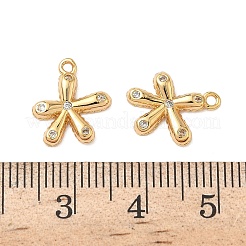 真鍮マイクロパヴェクリアキュービックジルコニアチャーム  花  ニッケルフリー  18KGP本金メッキ  13x11.5x2mm  穴：1.2mm&nbsp;KK-B160-15G