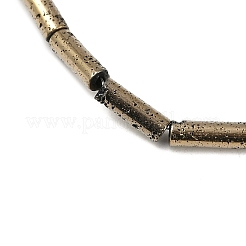 電気メッキされた天然溶岩岩ビーズ連売り  コラム  アンティークゴールドメッキ  9x3mm  穴：1mm  約43個/連  15.75''（40センチメートル）&nbsp;G-K388-03A-07