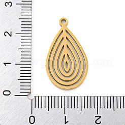 304ステンレスペンダント  レーザー切断  ティアドロップチャーム  18KGP本金メッキ  23.5x13x1mm  穴：1.2mm&nbsp;LS-STAS-Z076-03G