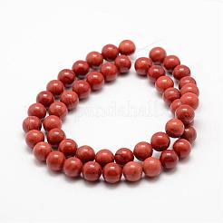 天然石レッドジャスパービーズ連売り  グレードA-  ラウンド  10mm  穴：1mm  約38個/連  15.5インチ（39cm）&nbsp;G-E375-10mm-03