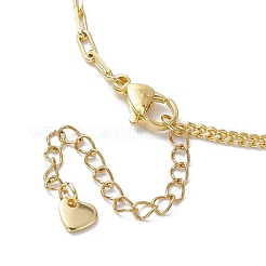 Brass Clear Cubic Zirconia Flat Round & Heart Charm Bracelets&nbsp;BJEW-JB10397