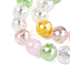 電気メッキガラスビーズ連売り  多面カット  ラウンド  ミックスカラー  8mm  穴：1.4mm  約50~51個/連  14.33''~14.69''（36.4~37.3センチメートル）&nbsp;X-GLAA-Z006-01A