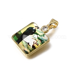 Religion Brass Micro Pave Clear Cubic Zirconia Pendants&nbsp;KK-C262-01G