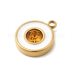 304 Stainless Steel Enamel with Rhinestone Pendants&nbsp;STAS-Z179-38G-01