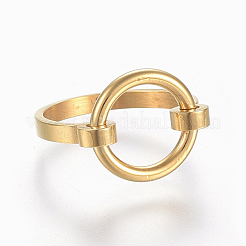 304ステンレススチール指輪  サイズ6~9  ゴールドカラー  16~19mm&nbsp;RJEW-E153-44G