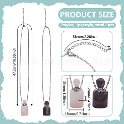 2Pcs 2 Styles Natural Rose Quartz and Amethyst Perfume Bottle Necklaces&nbsp;NJEW-FG0001-18