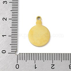 304ステンレススチールエナメルペンダント  レーザー切断  蜂と王冠のチャームが付いたフラットラウンド型  18KGP本金メッキ  ホワイト  18x12.5x1.5mm  穴：1.8mm&nbsp;STAS-U039-05G