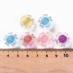 透明なアクリルビーズ  二層ビーズ  ABカラー  花  ミックスカラー  5/8インチ（16mm）  穴：2mm&nbsp;X-TACR-S152-10B