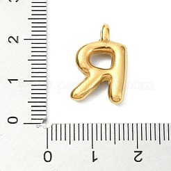 イオンプレーティング（IP）304ステンレスペンダント  レターチャーム  18KGP本金メッキ  文字r  19x12.5x4mm  穴：1.6mm&nbsp;STAS-U033-02G-R