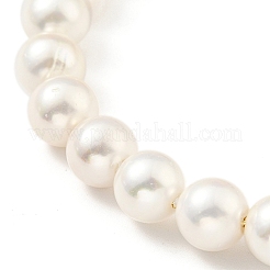 Shell Pearl Beaded Slider Bracelet with Brass Snake Chain&nbsp;LS-BJEW-B066-01B-02