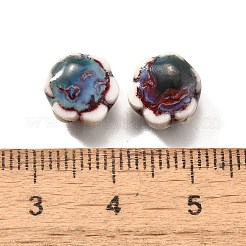 手作りの陶器ビーズ  花  ブラウン  9.5x10x5~5.5mm  穴：1.8~2.2mm&nbsp;PORC-H013-04-09