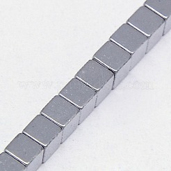 電気メッキ磁気無し合成ヘマタイトビーズ連売り  キューブ  グレードA  ミックスカラー  4x4x4mm  穴：1mm  約91個/連  16インチ&nbsp;G-J170A-4x4mm-M