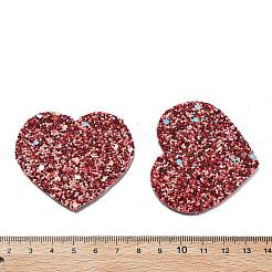 PUレザービッグペンダント  スパンコール  バレンタインデーコレクション  ハート  ファイヤーブリック  50x56.5x2mm  穴：1.6mm&nbsp;FIND-R050-01G
