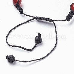 チャクラジュエリー  調整可能な混合石の編組ビーズブレスレット  ラウンド  1-3/4インチ（4.5cm）  9.5mm&nbsp;X-BJEW-JB03703