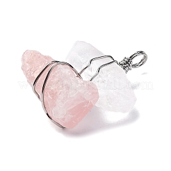 Natural Rose Quartz & Quartz Crystal Nuggets Big Pendants&nbsp;G-K338-43P-05