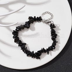 Natural Obsidian Chips Beaded Bracelet&nbsp;X-BJEW-JB09686-04