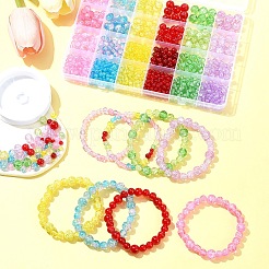 DIY 丸いクラックルガラスビーズブレスレット作成キット  ミックスカラー  4~10mm  穴：1.1~1.6mm  1134個/セット&nbsp;DIY-FS0008-18