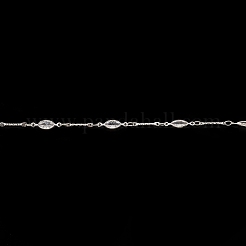 真鍮製ホースアイリンクチェーン  クリアキュービックジルコニアビーズ付き  溶接されていない  スプールで  銀  14x4.5x2mm&nbsp;CHC-M025-36S