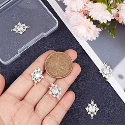 8Pcs Brass Clear Cubic Zirconia Rhombus Links Connector Charms&nbsp;ZIRC-BBC0003-73