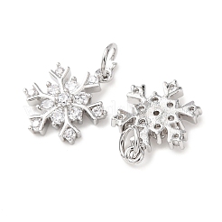 Rack Plating Brass Micro Pave Clear Cubic Zirconia Pendants&nbsp;KK-B093-04A-P