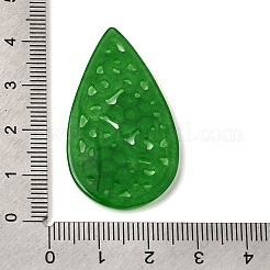 天然水晶彫刻ペンダント  ティアドロップチャーム  染め  グリーン  41~41.5x23~23.5x2.5~3mm  穴：1mm&nbsp;G-Z162-04