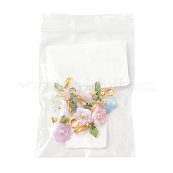 8色の花のアクリルペンダントデコレーション8個  合金製カニカン付き  ミックスカラー  27mm  1pc /カラー&nbsp;HJEW-FS00034-04