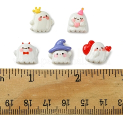 10個 5スタイル ハロウィーン 不透明樹脂 デコデン カボション  小さな幽霊  ミックスカラー  7~13.5x11~15x6~7mm  2個/スタイル&nbsp;CRES-FS0001-14