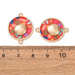 プリント合金エナメルコネクタチャーム  モザイク状のフラットラウンドいリンク  ラックめっき  ゴールドカラー  ミックスカラー  23x18x3mm  穴：1.4mm&nbsp;AL-CBA2638-02